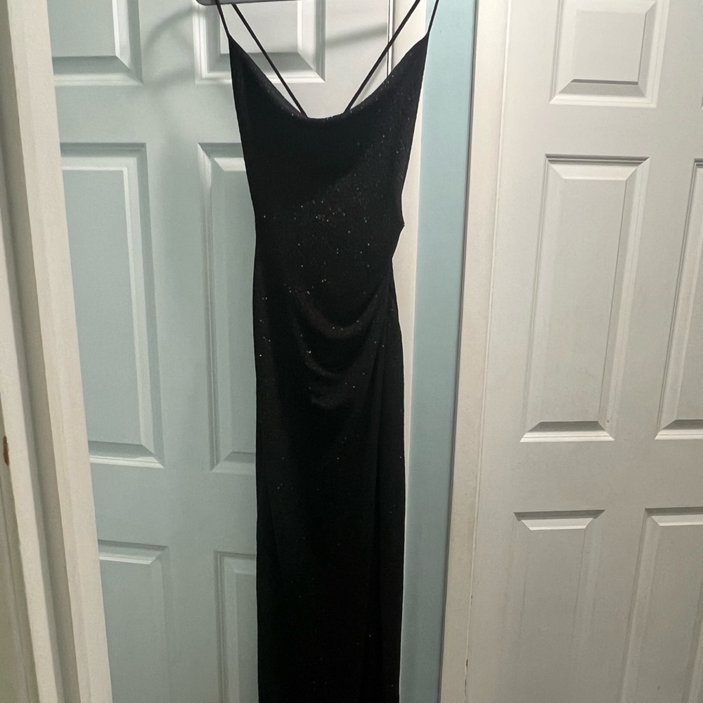 Amirah Floor Length Cowl Neck Glitter Dress
